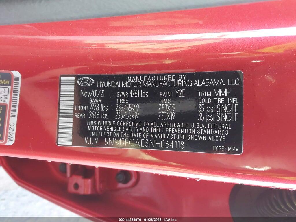 5NMJFCAE3NH064118 2022 HYUNDAI TUCSON photo no. 9