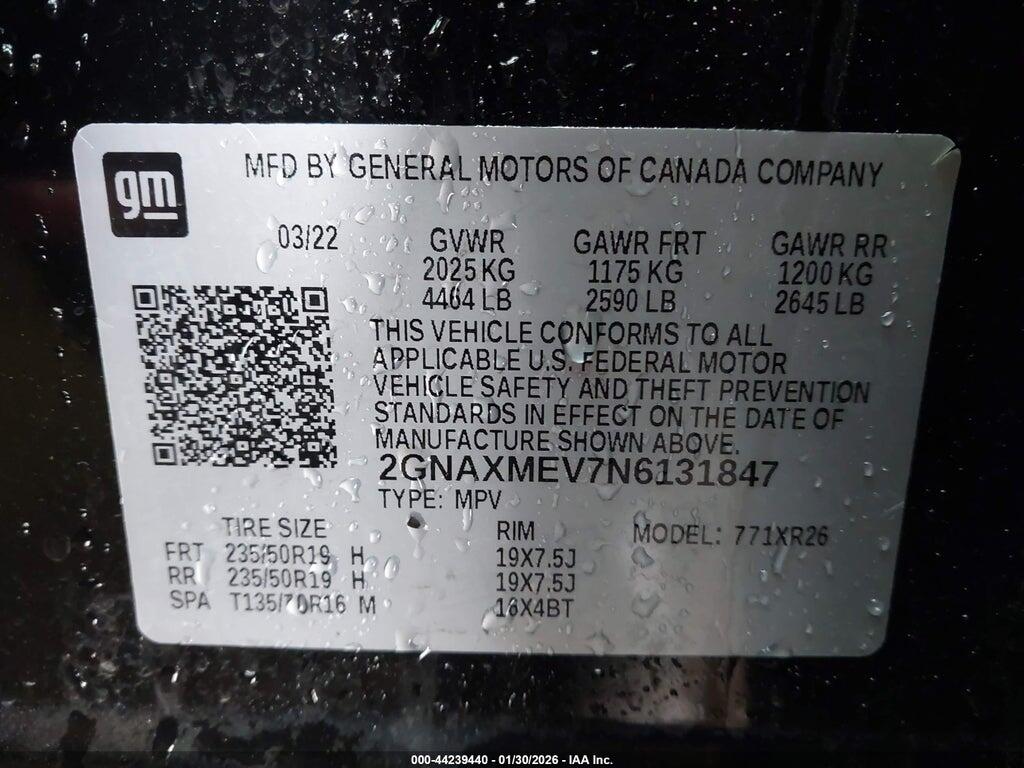 2GNAXMEV7N6131847 2022 CHEVROLET EQUINOX photo no. 9