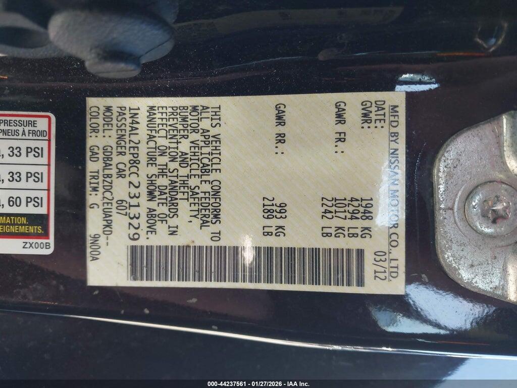 1N4AL2EP8CC231329 2012 NISSAN ALTIMA photo no. 9