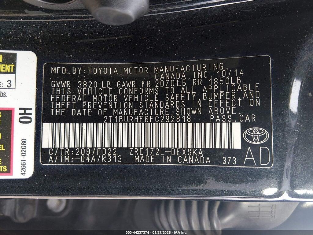2T1BURHE6FC292818 2015 TOYOTA COROLLA photo no. 9