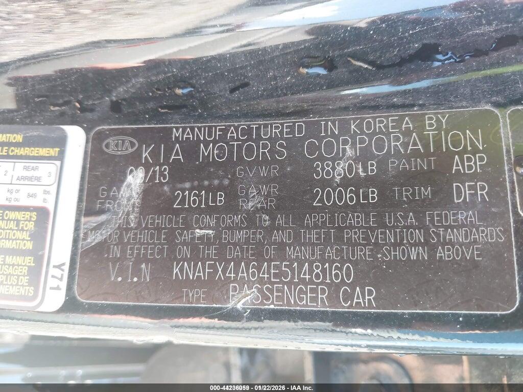 KNAFX4A64E5148160 2014 KIA FORTE photo no. 9