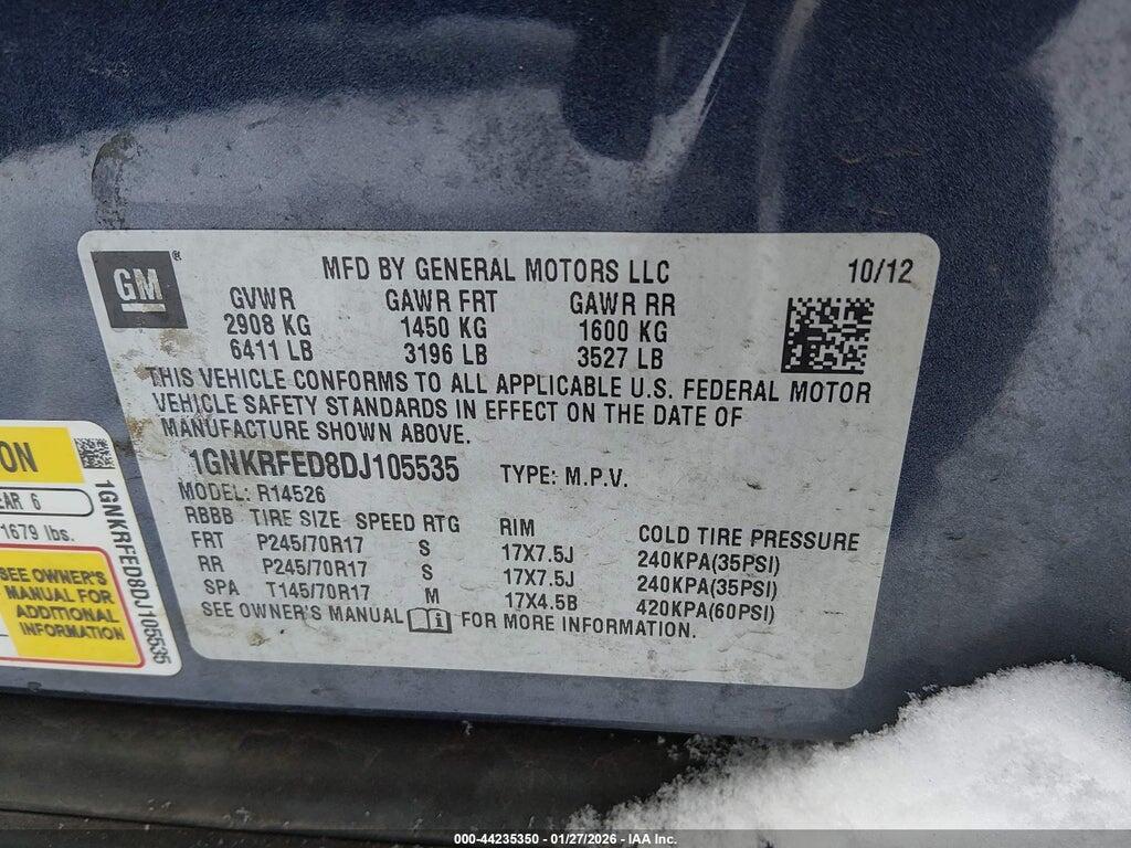 1GNKRFED8DJ105535 2013 CHEVROLET TRAVERSE photo no. 9
