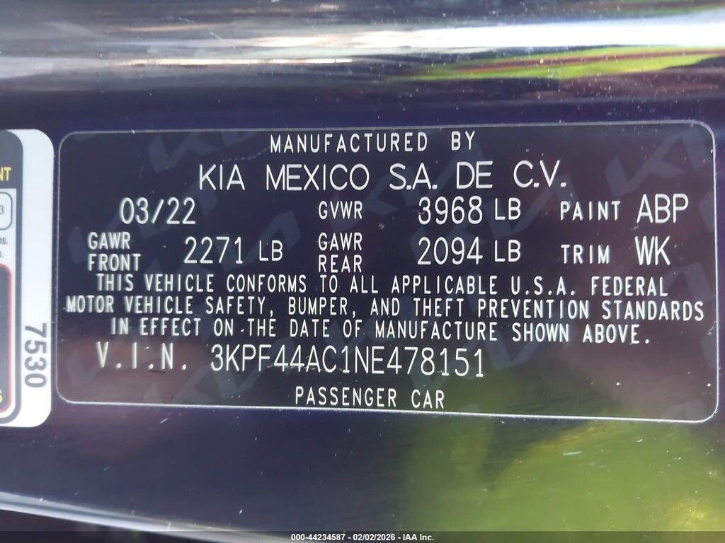 3KPF44AC1NE478151 2022 KIA FORTE photo no. 9