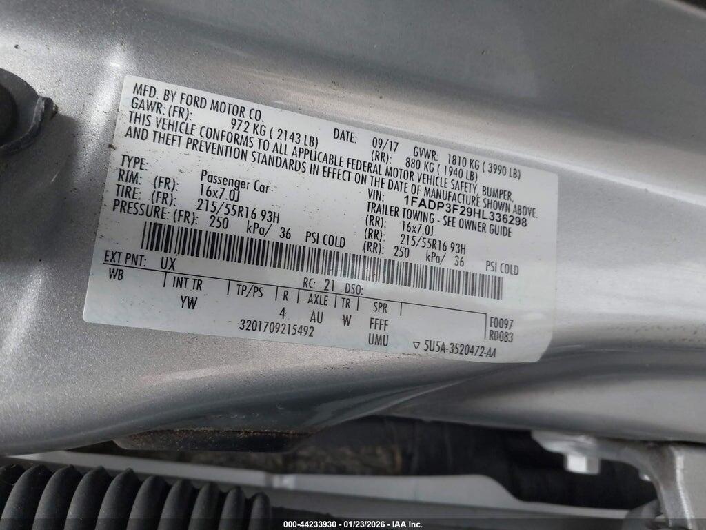 1FADP3F29HL336298 2017 FORD FOCUS photo no. 9