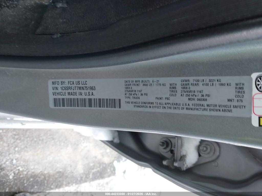1C6SRFJT7MN751963 2021 RAM 1500 photo no. 9