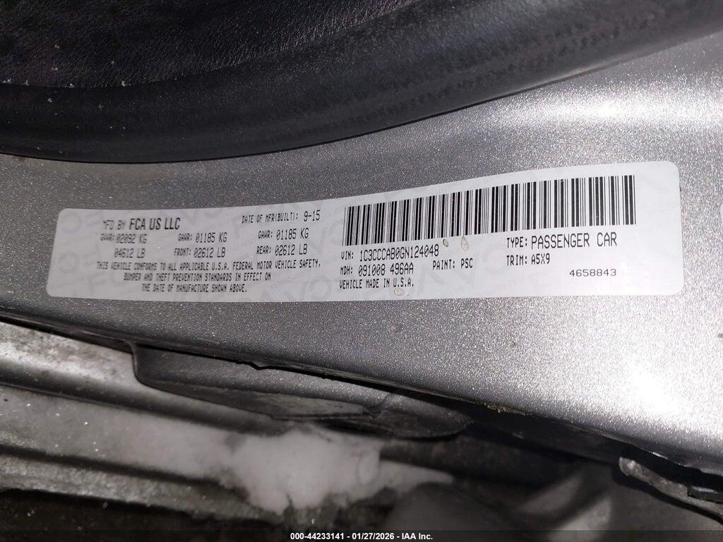 1C3CCCAB0GN124048 2016 CHRYSLER 200 photo no. 9