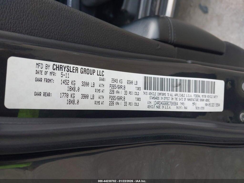 1D4RD4GG6BC720364 2011 DODGE DURANGO photo no. 9
