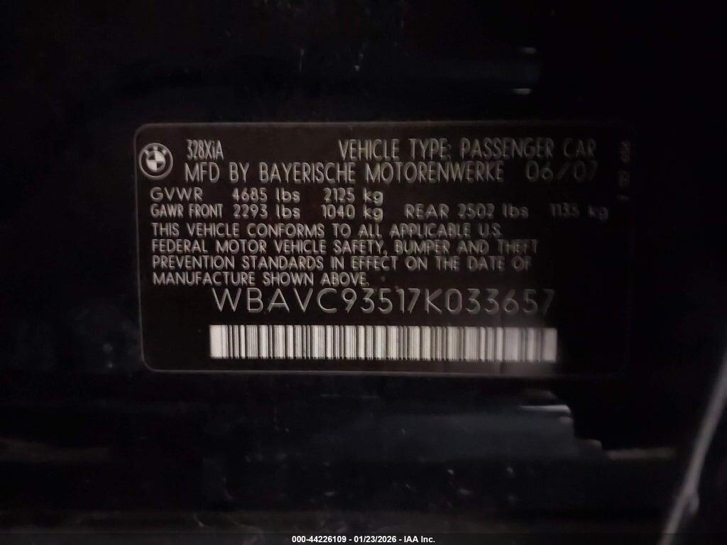 WBAVC93517K033657 2007 BMW 328XI photo no. 9