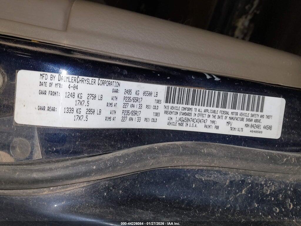 1J4GW58N74C434747 2004 JEEP GRAND CHEROKEE photo no. 9