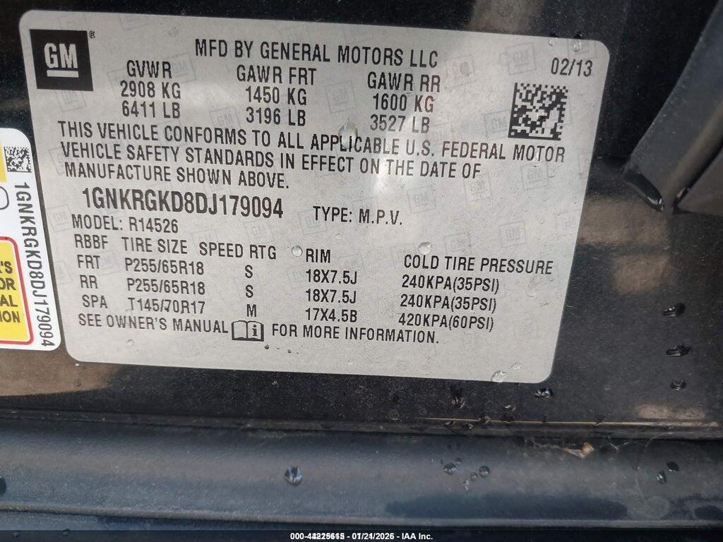 1GNKRGKD8DJ179094 2013 CHEVROLET TRAVERSE photo no. 9