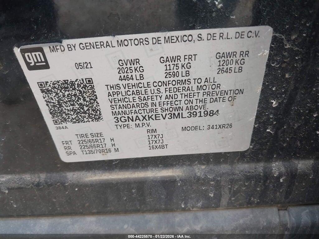 3GNAXKEV3ML391984 2021 CHEVROLET EQUINOX photo no. 9