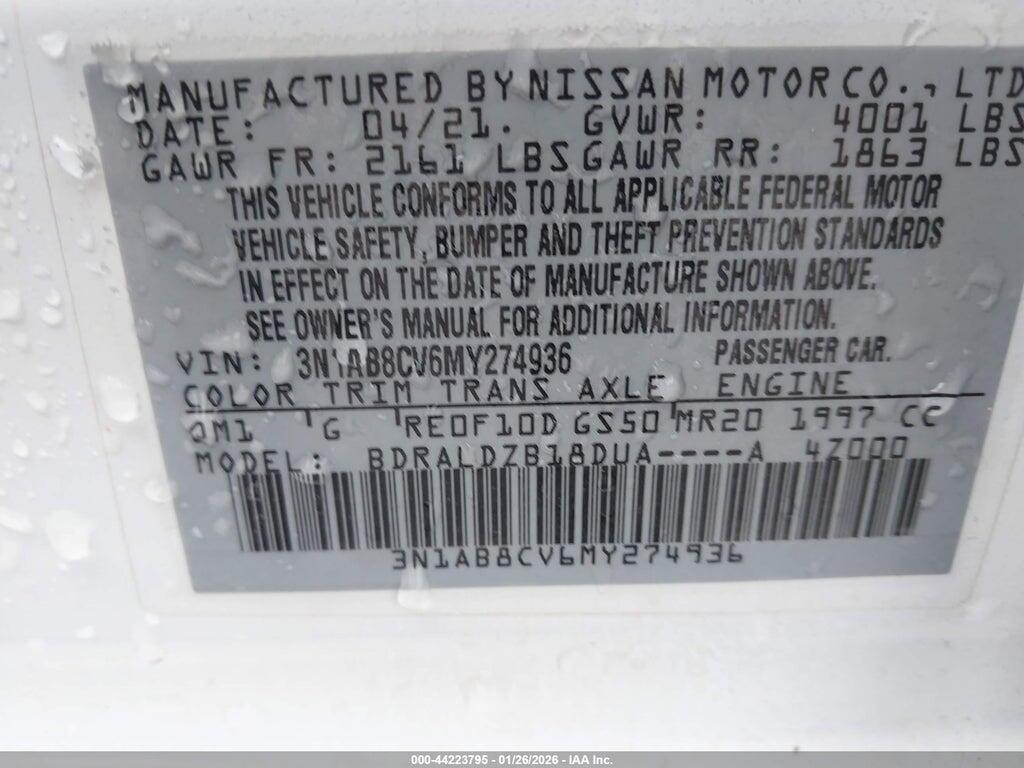 3N1AB8CV6MY274936 2021 NISSAN SENTRA photo no. 9