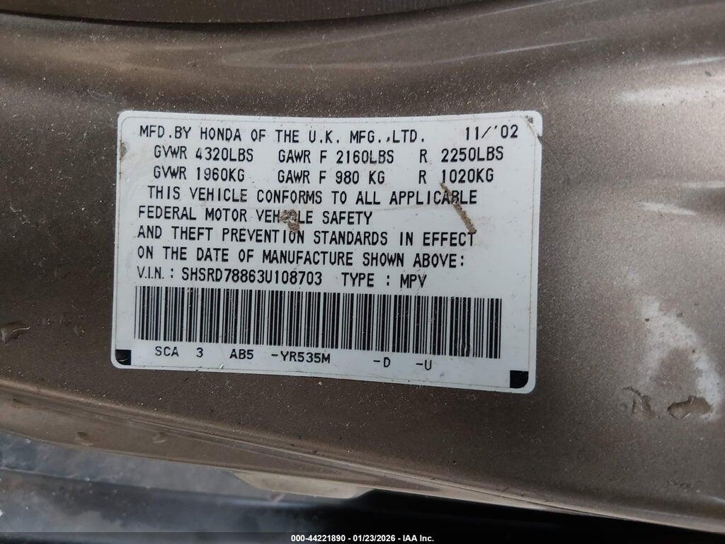 SHSRD78863U108703 2003 HONDA CR-V photo no. 9