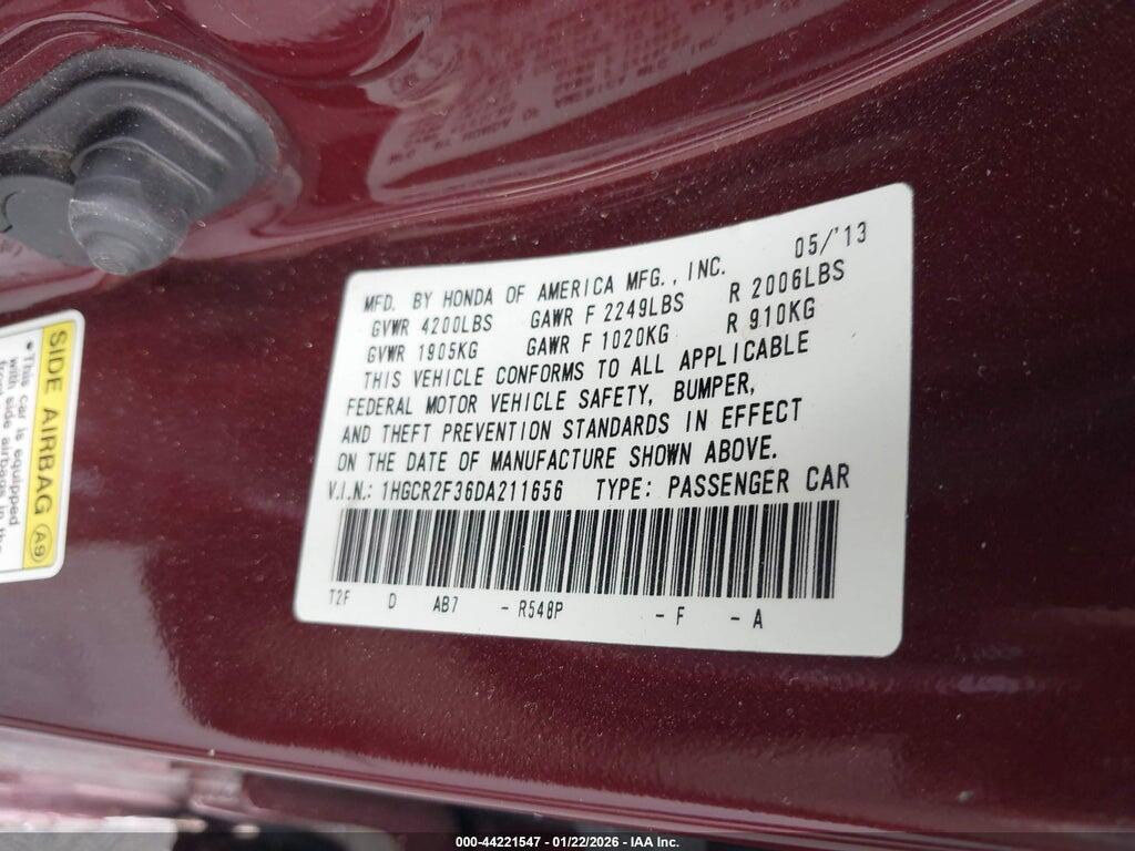1HGCR2F36DA211656 2013 HONDA ACCORD photo no. 9