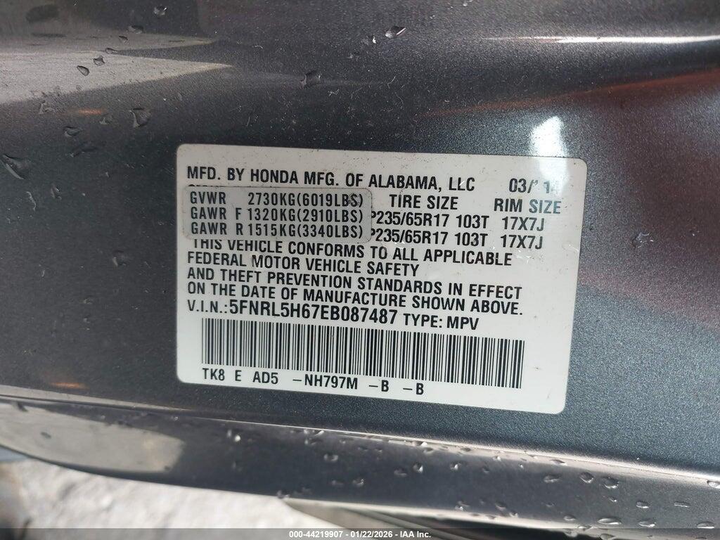 5FNRL5H67EB087487 2014 HONDA ODYSSEY photo no. 9
