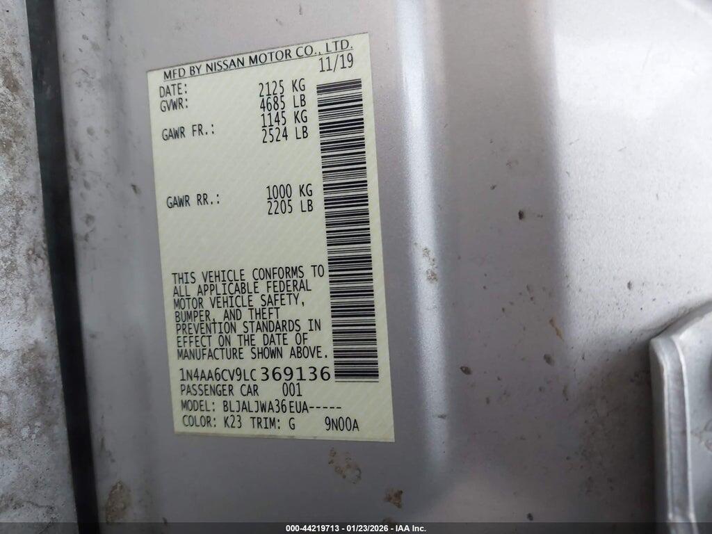 1N4AA6CV9LC369136 2020 NISSAN MAXIMA photo no. 9
