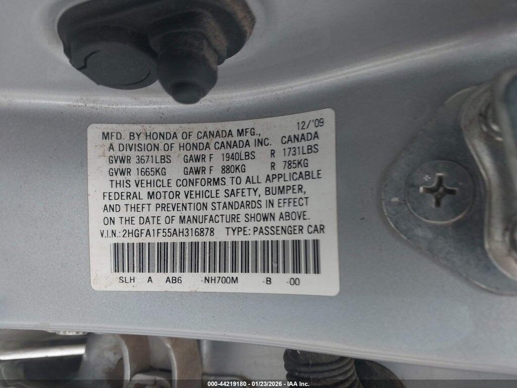 2HGFA1F55AH316878 2010 HONDA CIVIC photo no. 9