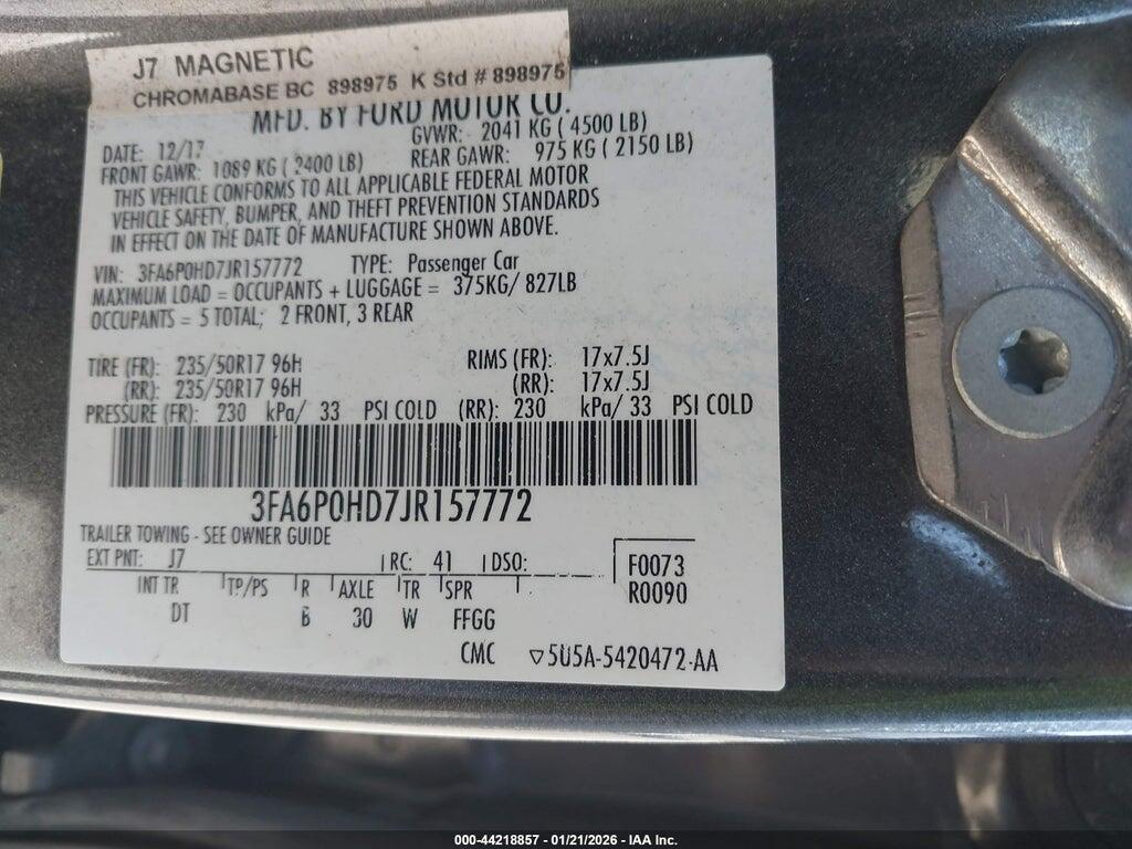 3FA6P0HD7JR157772 2018 FORD FUSION photo no. 9
