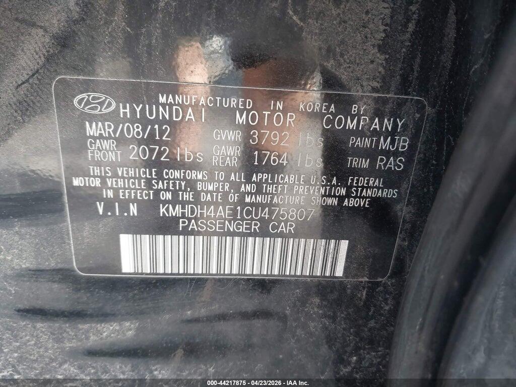 KMHDH4AE1CU475807 2012 HYUNDAI ELANTRA photo no. 9
