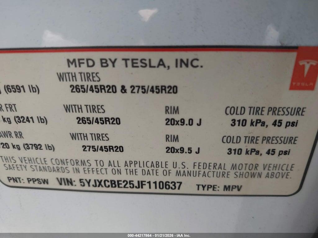5YJXCBE25JF110637 2018 TESLA MODEL X photo no. 9