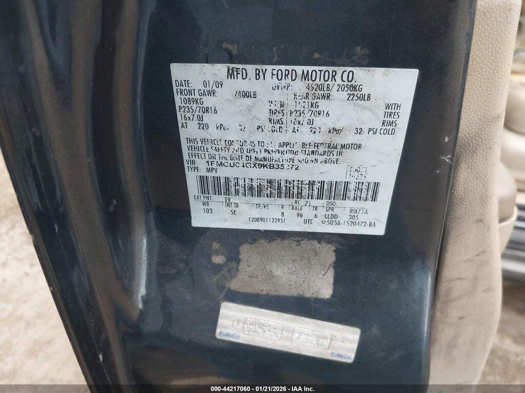 1FMCU04GX9KB35072 2009 FORD ESCAPE photo no. 9