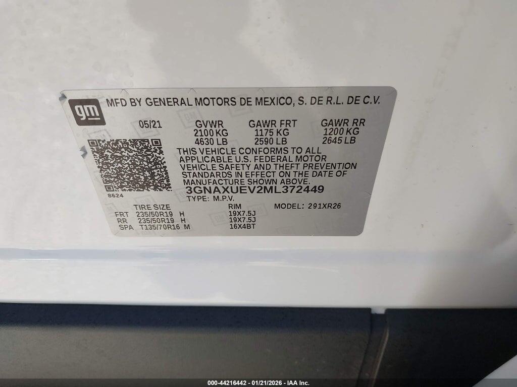 3GNAXUEV2ML372449 2021 CHEVROLET EQUINOX photo no. 9