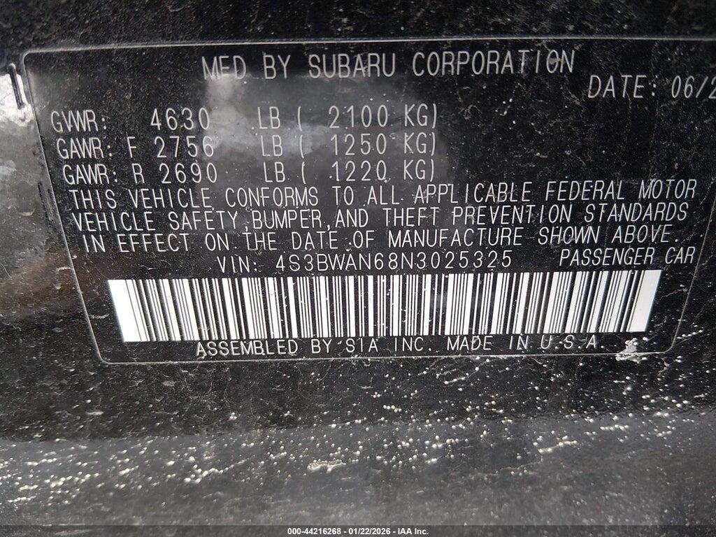4S3BWAN68N3025325 2022 SUBARU LEGACY photo no. 9