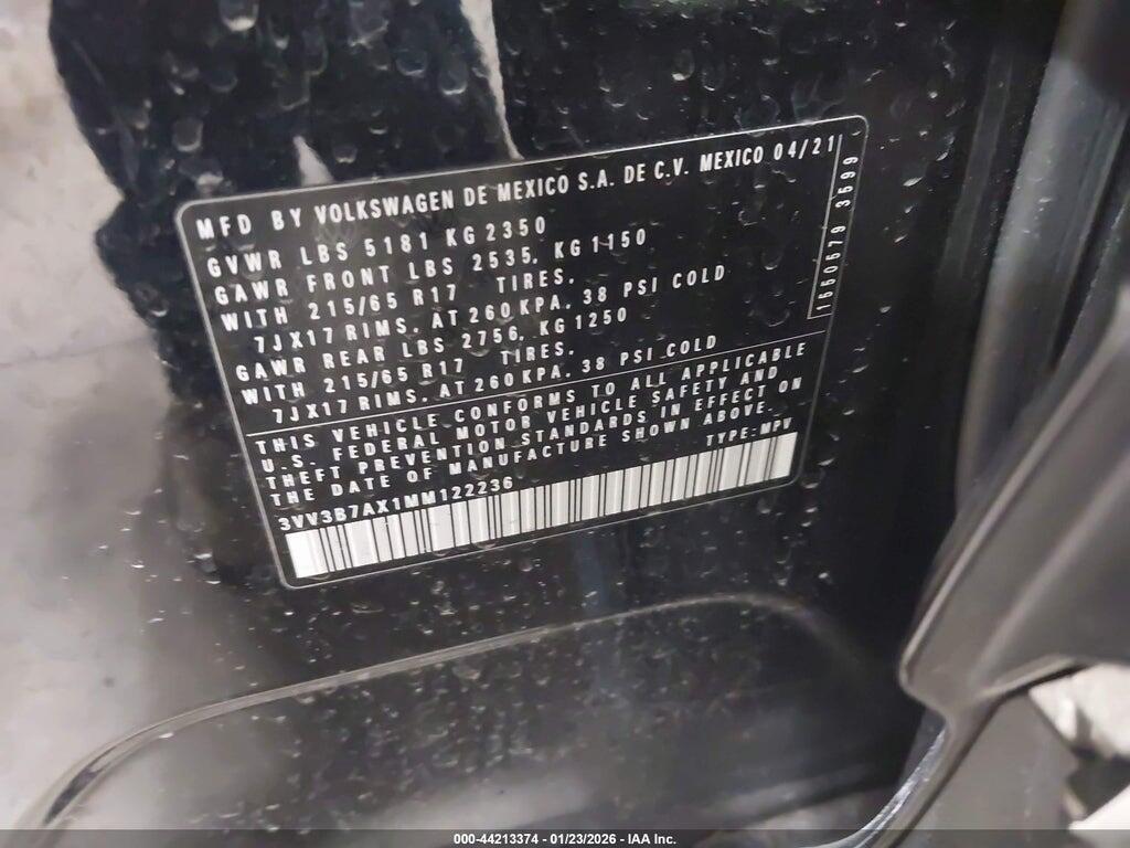 3VV3B7AX1MM122236 2021 VOLKSWAGEN TIGUAN photo no. 9
