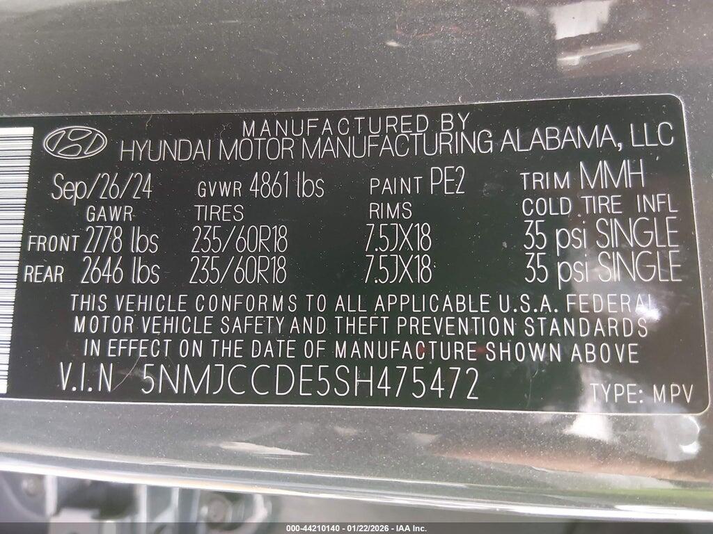 5NMJCCDE5SH475472 2025 HYUNDAI TUCSON photo no. 9