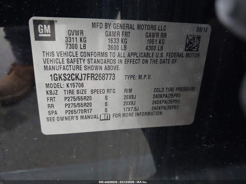 1GKS2CKJ7FR268773 2015 GMC YUKON photo no. 9