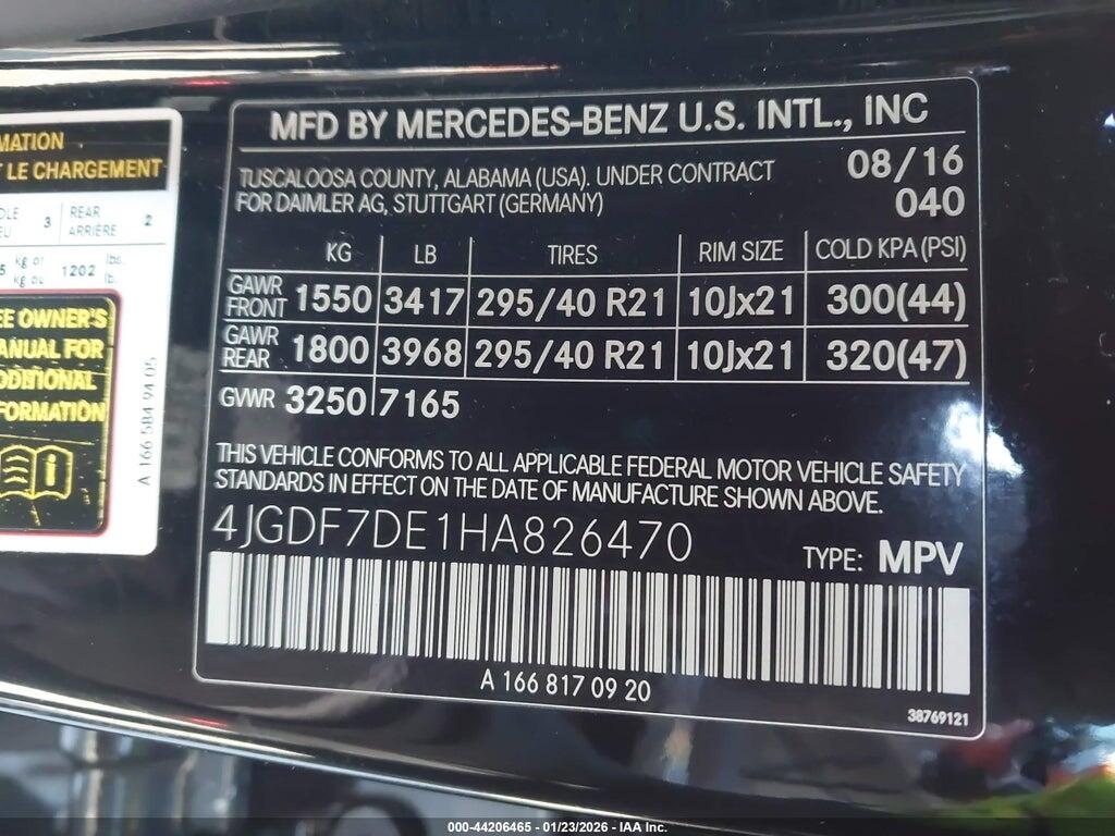 4JGDF7DE1HA826470 2017 MERCEDES-BENZ GLS 550 photo no. 9