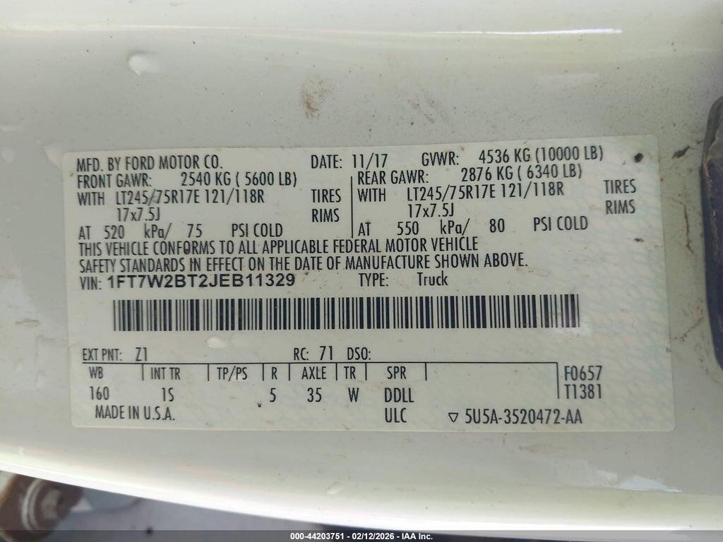 1FT7W2BT2JEB11329 2018 FORD F-250 photo no. 9