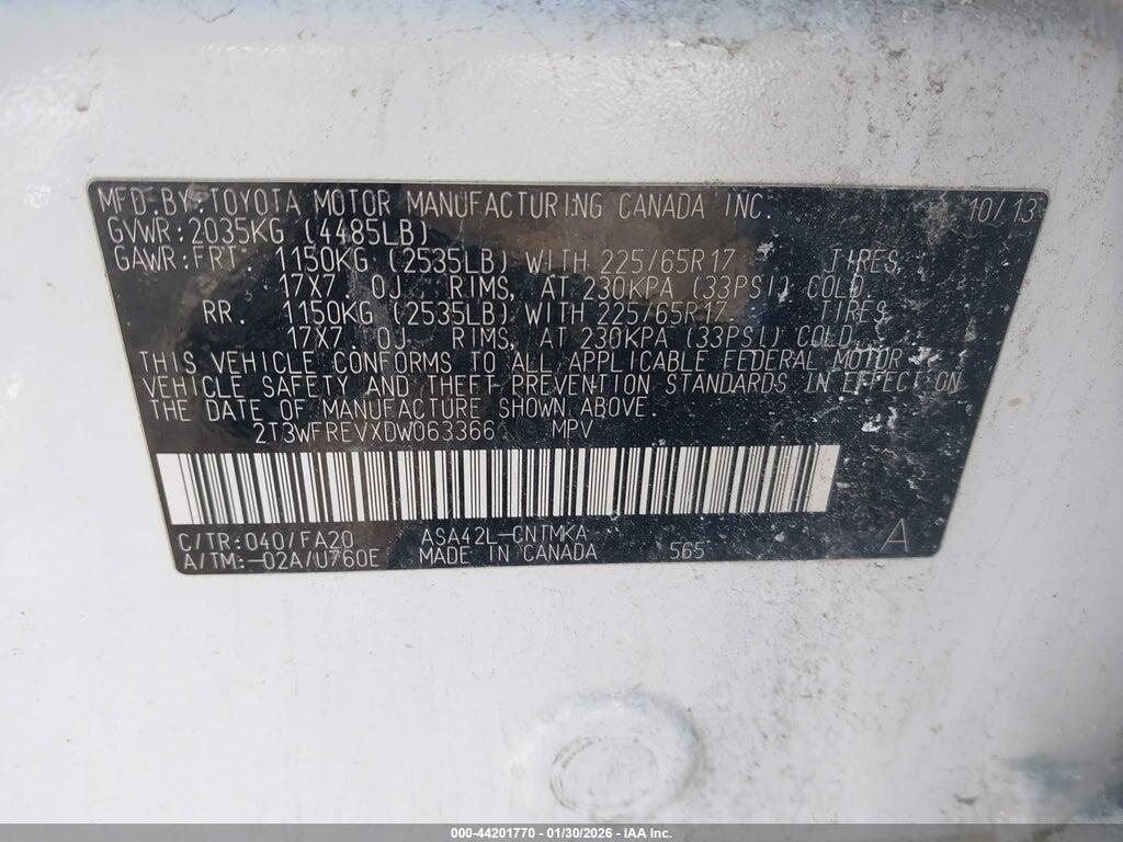 2T3WFREVXDW063366 2013 TOYOTA RAV4 photo no. 9