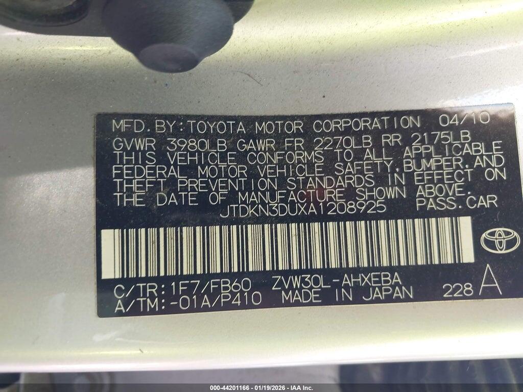 JTDKN3DUXA1208925 2010 TOYOTA PRIUS photo no. 9