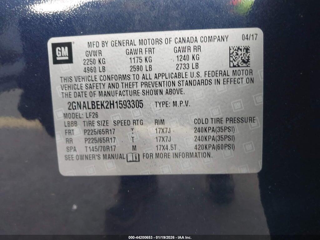 2GNALBEK2H1593305 2017 CHEVROLET EQUINOX photo no. 9