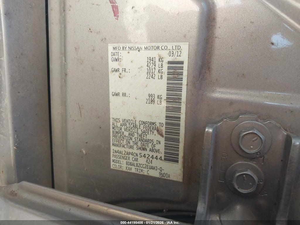 1N4AL2AP4CN542444 2012 NISSAN ALTIMA photo no. 9