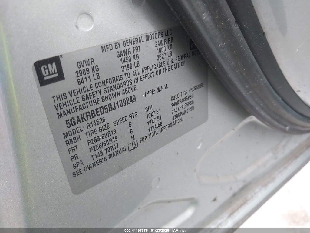 5GAKRBED5BJ109249 2011 BUICK ENCLAVE photo no. 9