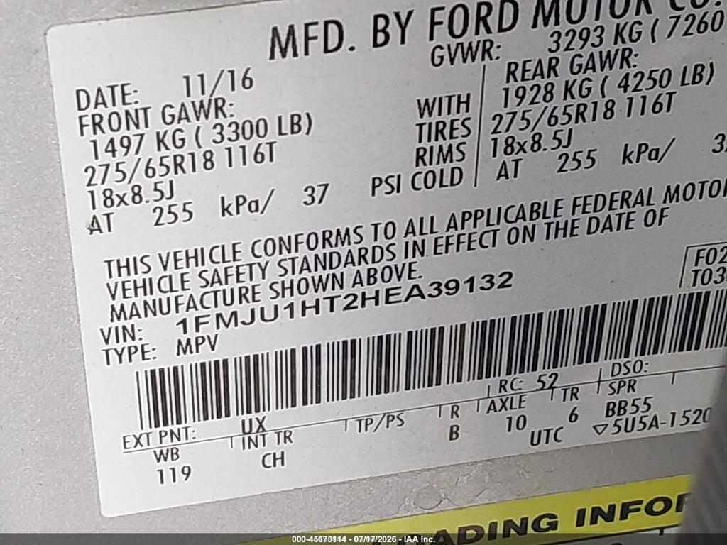 1FMJU1HT2HEA39132 2017 FORD EXPEDITION photo no. 9