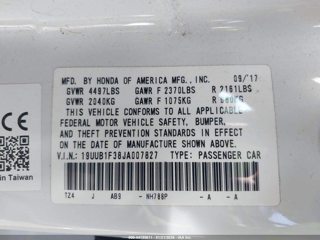 19UUB1F38JA007827 2018 ACURA TLX photo no. 9