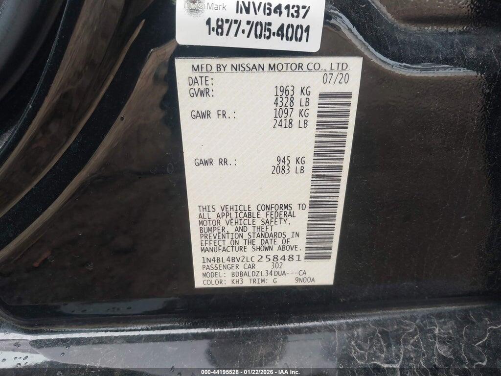 1N4BL4BV2LC258481 2020 NISSAN ALTIMA photo no. 9