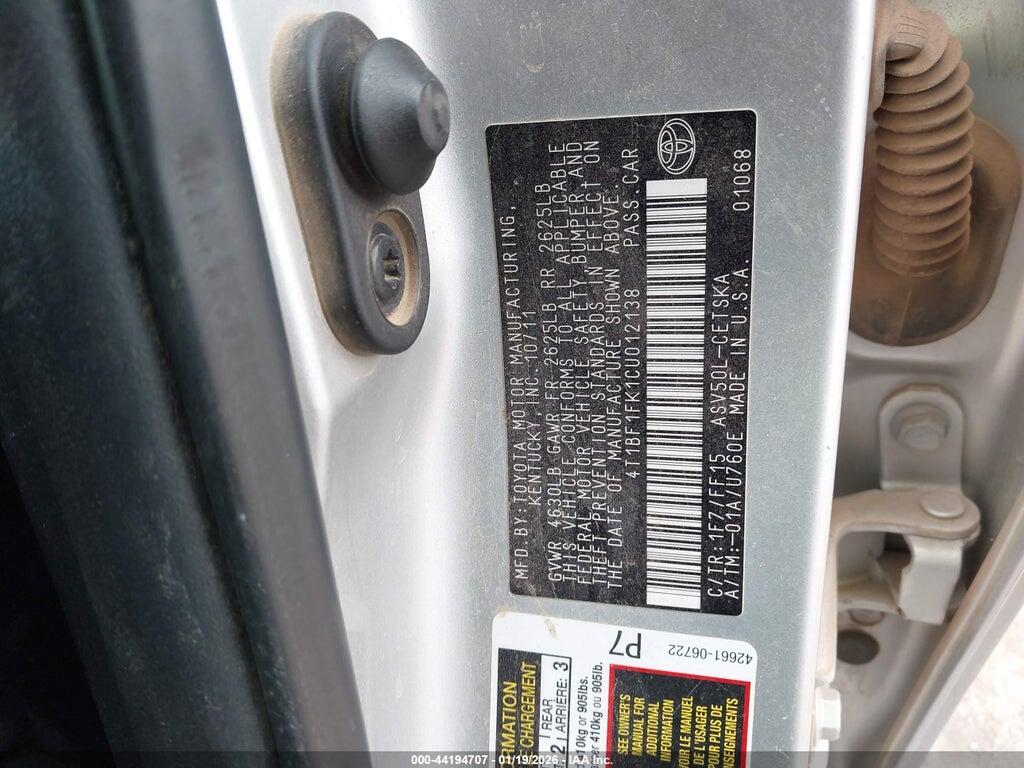 4T1BF1FK1CU012138 2012 TOYOTA CAMRY photo no. 9