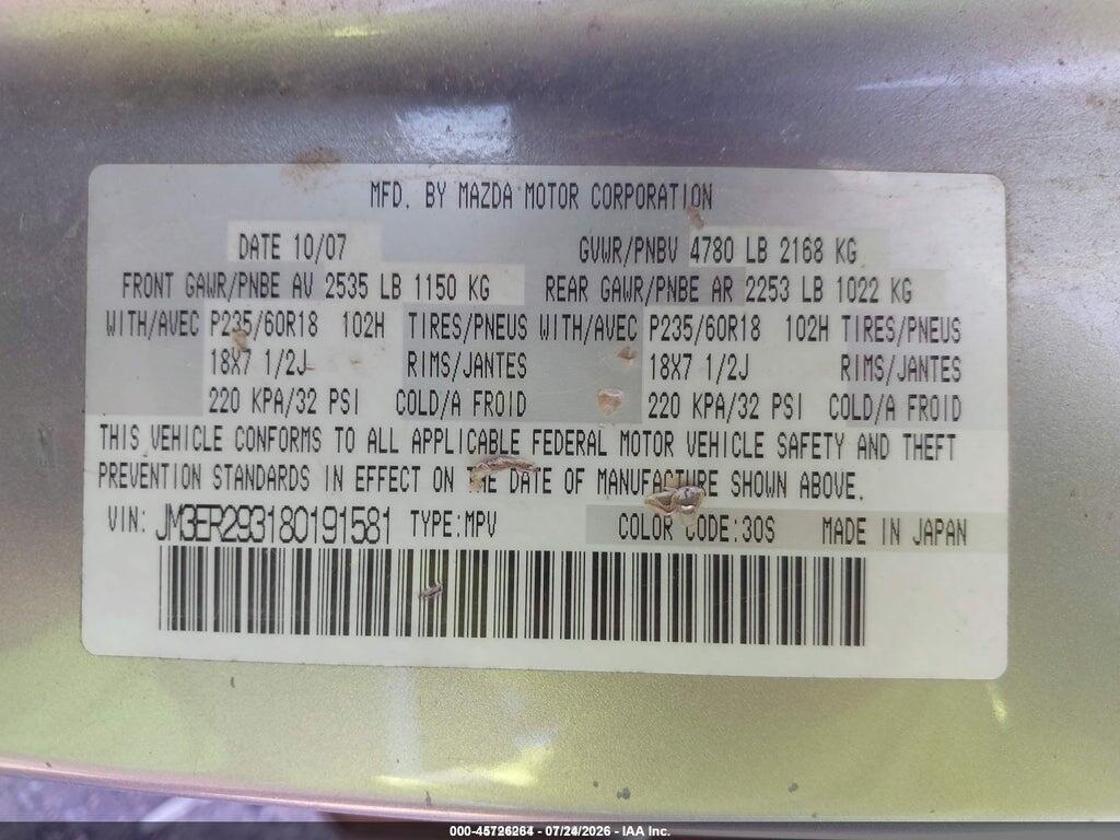 JM3ER293180191581 2008 MAZDA CX-7 photo no. 9