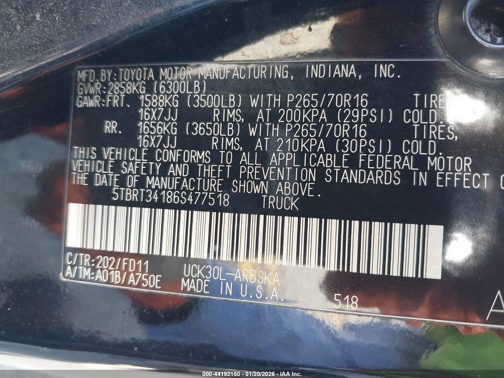5TBRT34186S477518 2006 TOYOTA TUNDRA photo no. 9