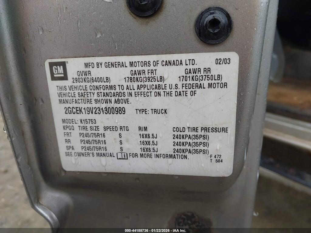 2GCEK19V231300989 2003 CHEVROLET SILVERADO 1500 photo no. 9