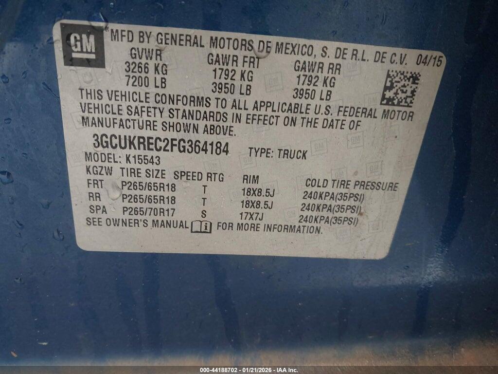 3GCUKREC2FG364184 2015 CHEVROLET SILVERADO 1500 photo no. 9