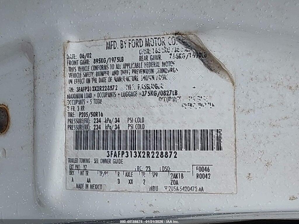 3FAFP313X2R228872 2002 FORD FOCUS photo no. 9