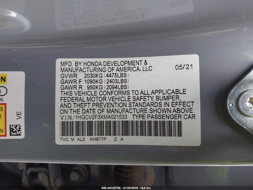 1HGCV2F3XMA021533 2021 HONDA ACCORD photo no. 9