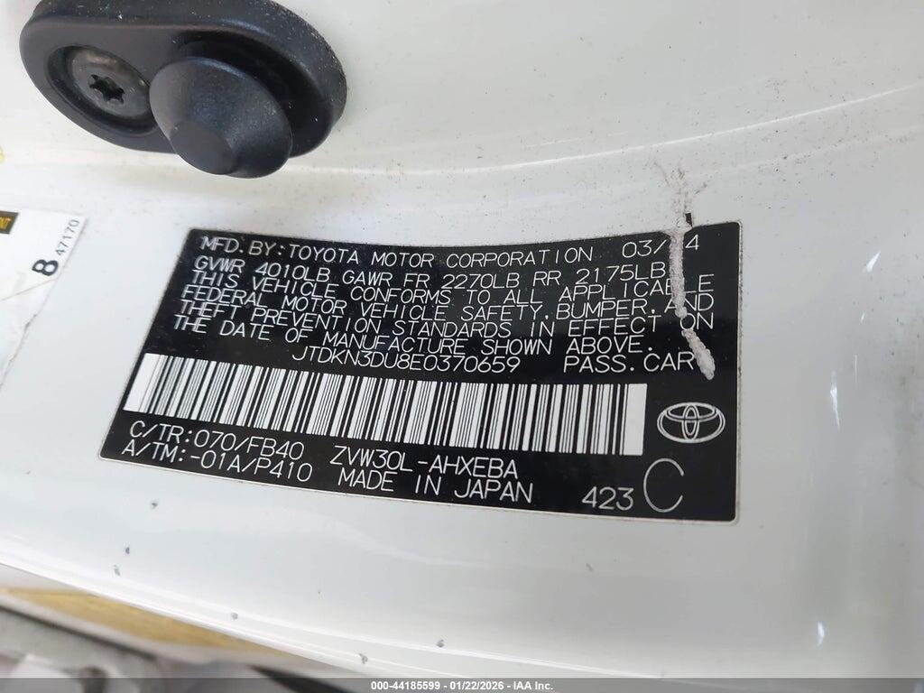 JTDKN3DU8E0370659 2014 TOYOTA PRIUS photo no. 9