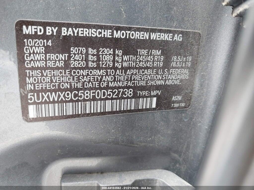 5UXWX9C58F0D52738 2015 BMW X3 photo no. 9
