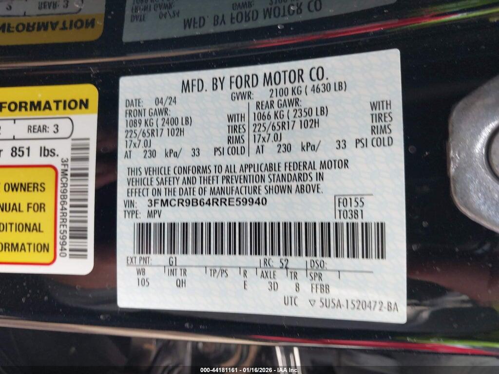3FMCR9B64RRE59940 2024 FORD BRONCO SPORT photo no. 9